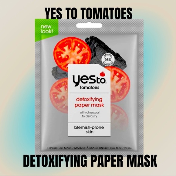 Yes To Tomatoes Charcoal Paper Mask Detoxifying 3 Masks New In Package - Picture 1 of 3
